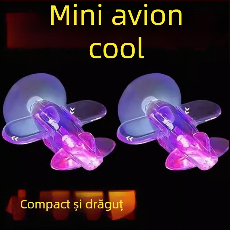 Avion mic LED luminos, alimentat de vânt, iluminare ambientală pentru mașină
