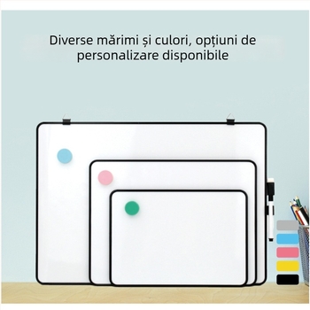 Tablă magnetică de birou cu suport manual, bidirecțională, pentru uz casnic, mică tablă albă magnetică cu ramă metalică, tablă de indicii pentru difuzare în direct