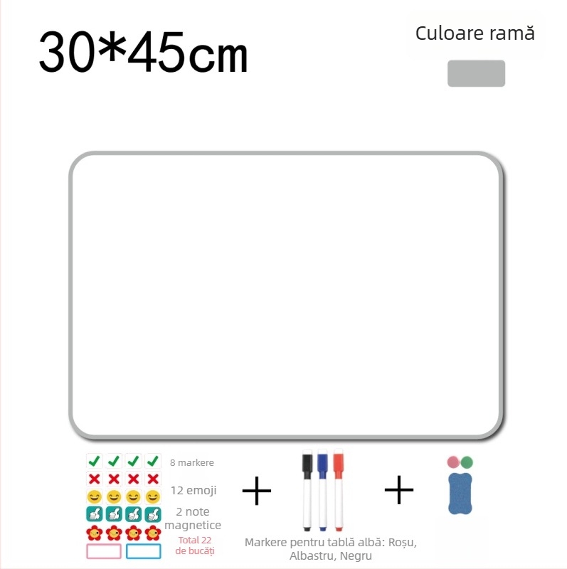 Tablă magnetică de birou cu suport manual, bidirecțională, pentru uz casnic, mică tablă albă magnetică cu ramă metalică, tablă de indicii pentru difuzare în direct