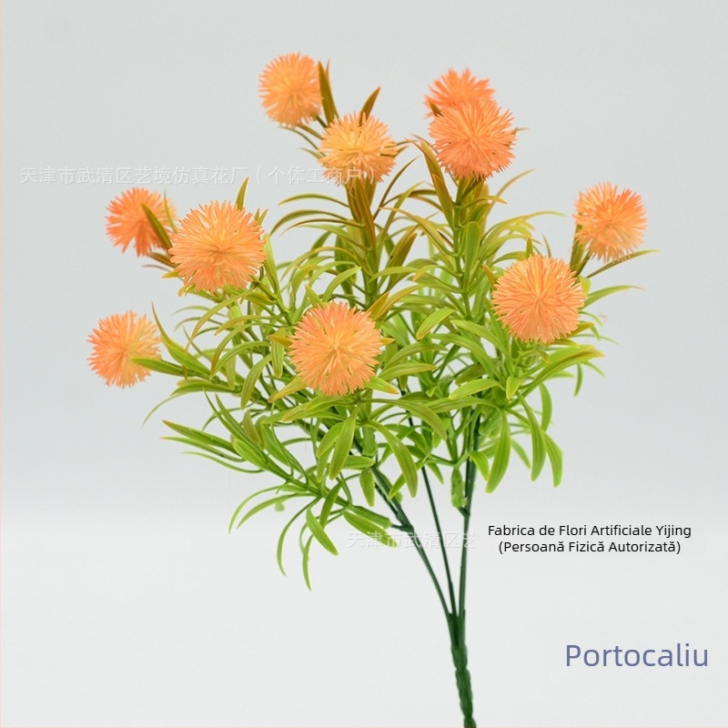 10 flori artificiale în formă de bile pentru decor acasă, decor în stil pădure, flori din plastic și iarbă artificială