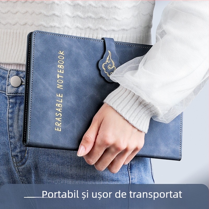Caiet cu tablă albă bidirecțional, pagini ștergibile, magnet pentru învățare