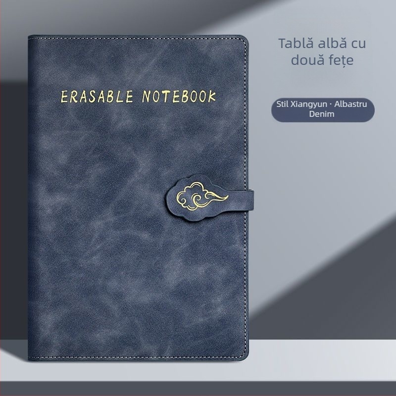 Caiet cu tablă albă bidirecțional, pagini ștergibile, magnet pentru învățare