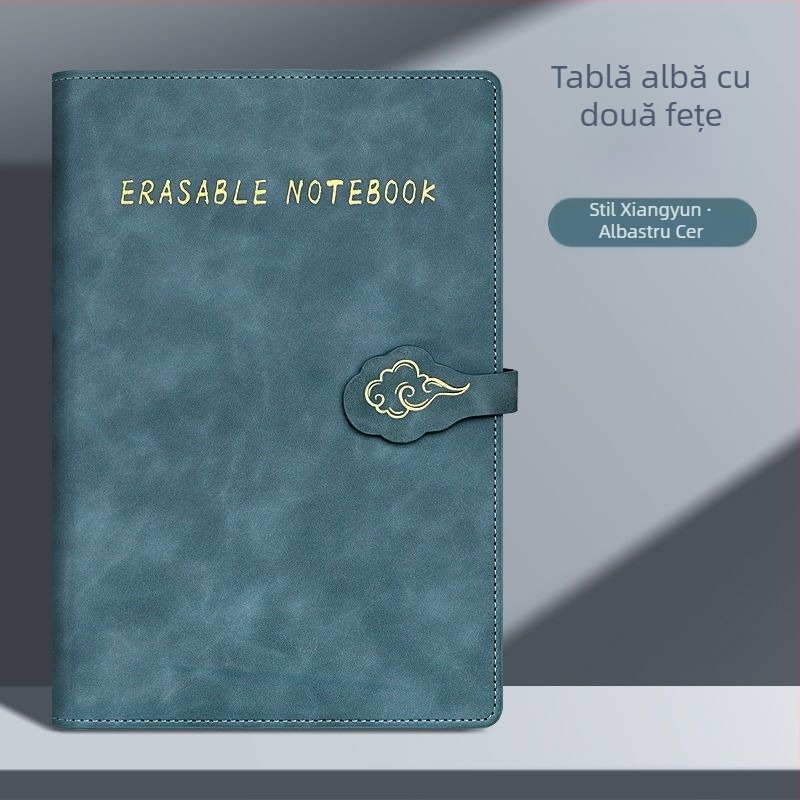 Caiet cu tablă albă bidirecțional, pagini ștergibile, magnet pentru învățare
