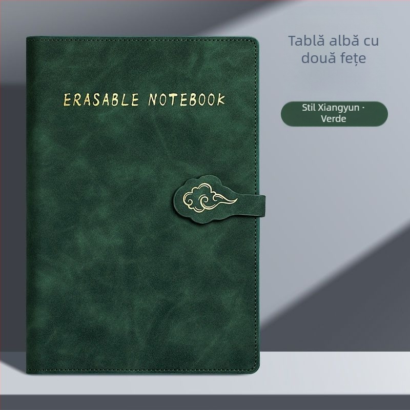 Caiet cu tablă albă bidirecțional, pagini ștergibile, magnet pentru învățare