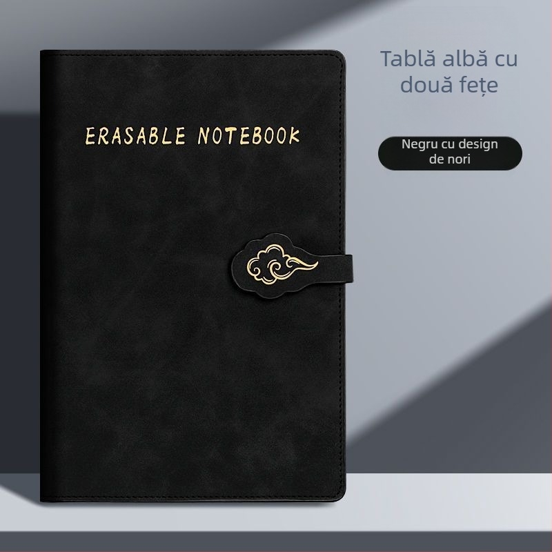 Caiet cu tablă albă bidirecțional, pagini ștergibile, magnet pentru învățare