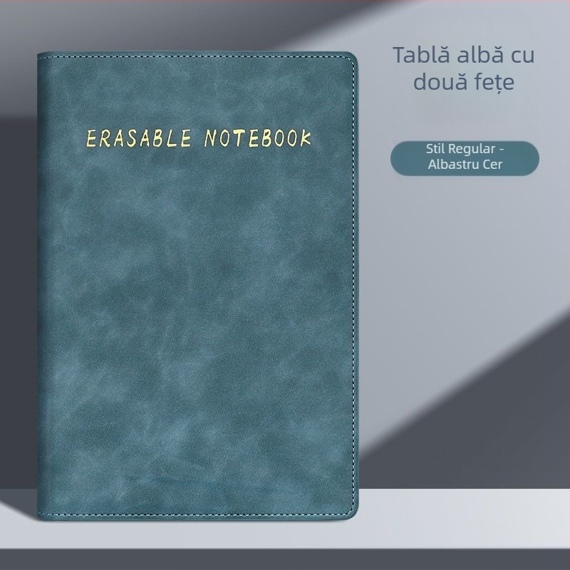 Caiet cu tablă albă bidirecțional, pagini ștergibile, magnet pentru învățare