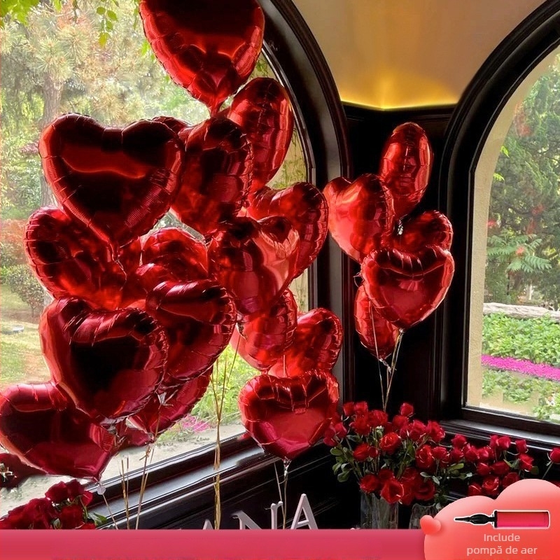 Balon inimă din folie roșie, pentru cererea în căsătorie, recuzită pentru fotografiere și decor romantic