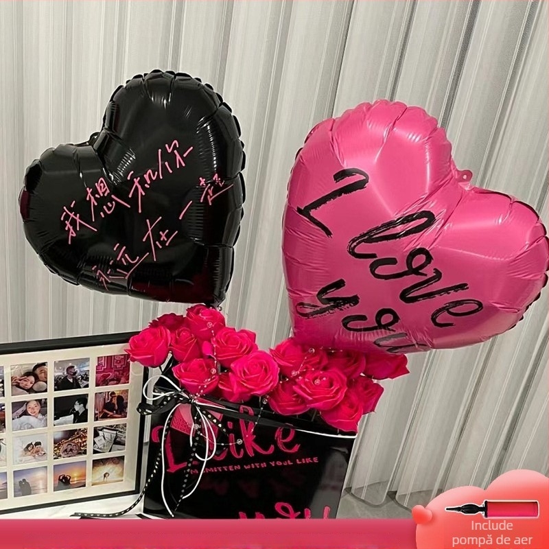 Balon inimă din folie roșie, pentru cererea în căsătorie, recuzită pentru fotografiere și decor romantic