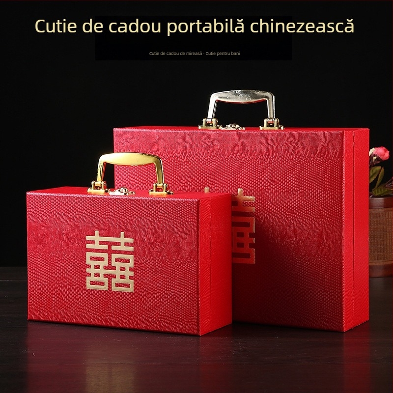 Cutie cadou pentru nuntă și logodnă, cutie de bijuterii cu mâner