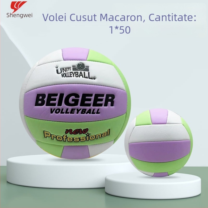 Volleyball Macaron No.5 pentru elevi — Mărime 5, cusută la mașină, minge de antrenament interior pentru competiții școlare