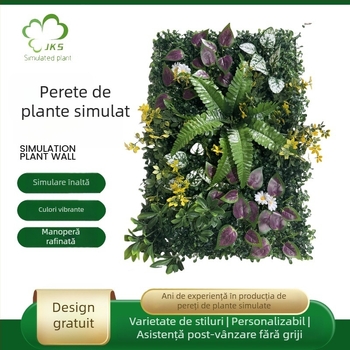 Perete cu flori artificiale, iarbă artificială în stil Milano, plante plastice pentru perete, fundal personalizabil