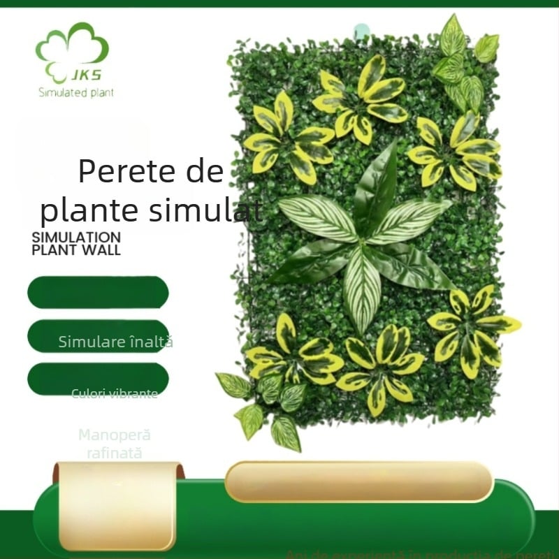 Perete cu flori artificiale, iarbă artificială în stil Milano, plante plastice pentru perete, fundal personalizabil