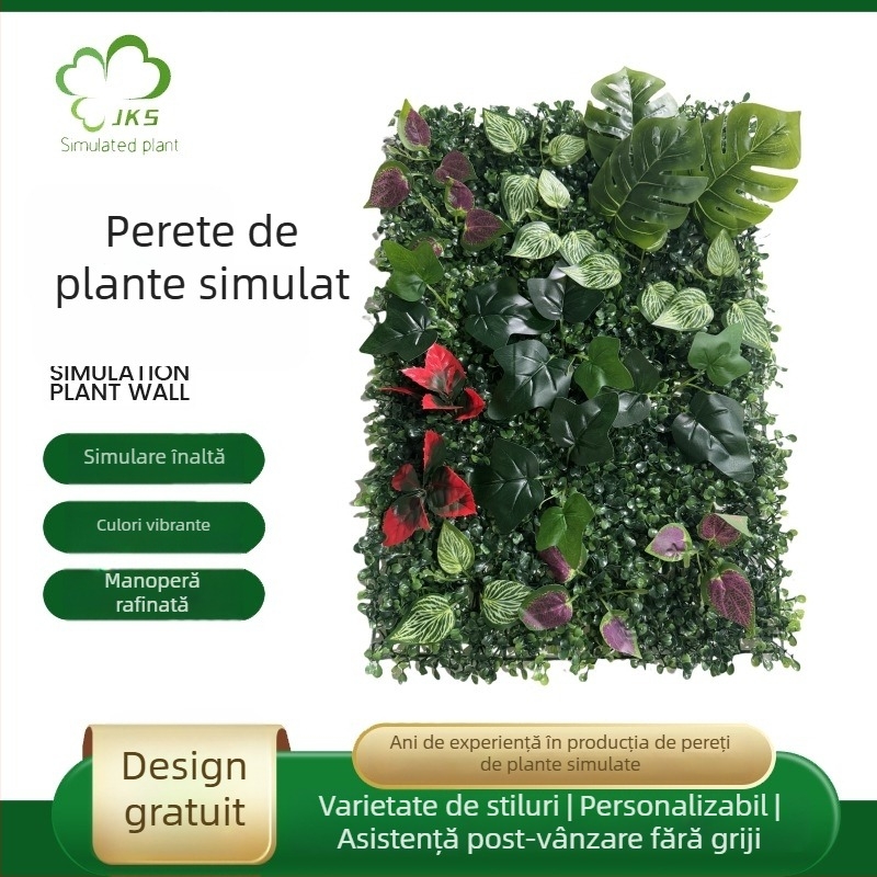 Perete cu flori artificiale, iarbă artificială în stil Milano, plante plastice pentru perete, fundal personalizabil