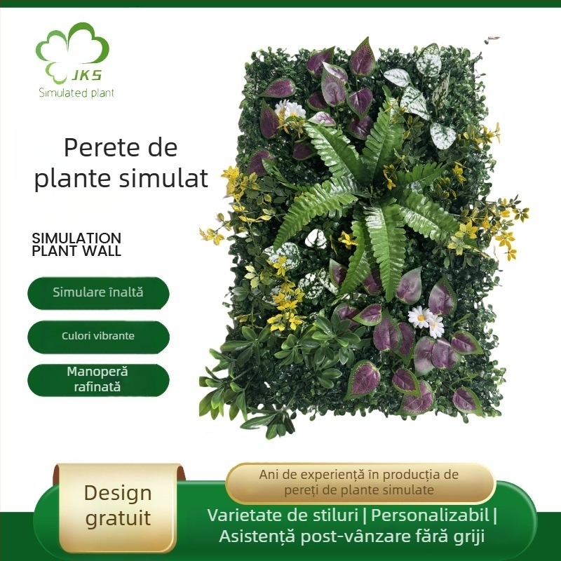 Perete cu flori artificiale, iarbă artificială în stil Milano, plante plastice pentru perete, fundal personalizabil