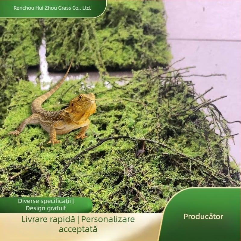 Gazon artificial pentru reptile și animale de companie exotice, plante artificiale cu acțiune antibacteriană, decor pentru terariu și cutie de creștere