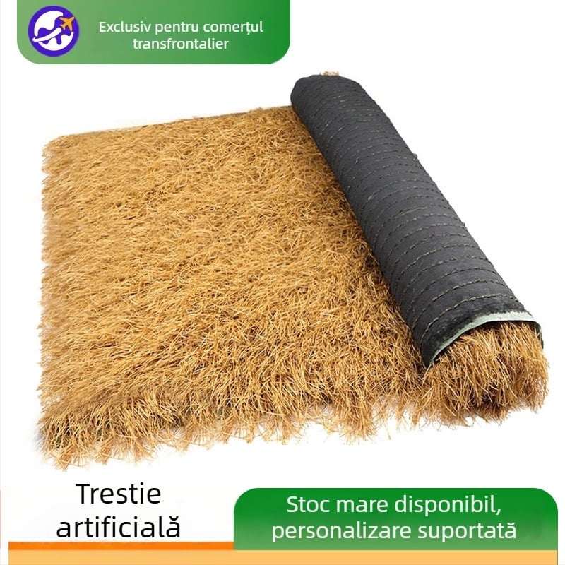 Plăci de streașină artificiale pentru decor scenic, pai artificial galben din plastic, comandă en gros personalizată