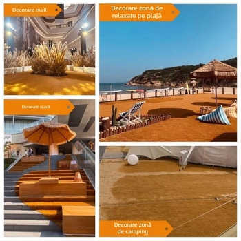 Covor de iarbă uscată artificial pentru plajă și curte, decor de toamnă