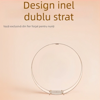 Arc circular de nuntă din fier forjat pentru baloane, fundal de scenă, ghirlande decorative, ornamente și suport de flori cu două niveluri