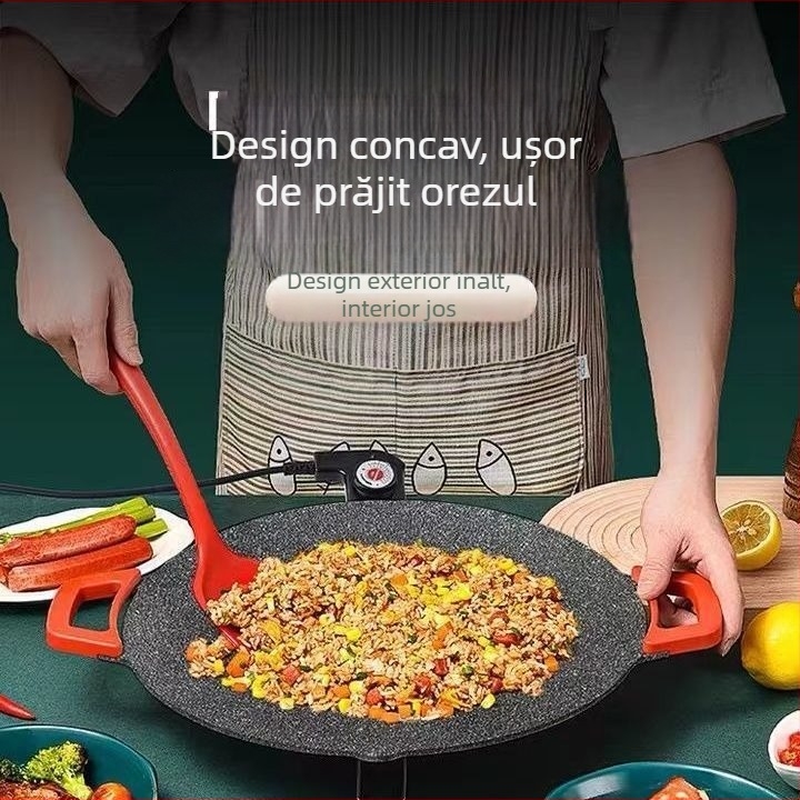Tigaie-grill electric multifuncțional pentru uz casnic, piatră Maifan, stil coreean de barbecue, grătar electric, oală pentru hot pot și prăjire de steak