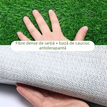Covor din cauciuc cu iarbă artificială, bază albă, pentru decorul balconului