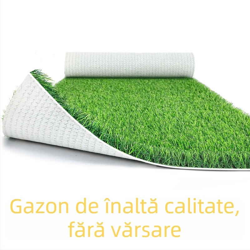 Covor din cauciuc cu iarbă artificială, bază albă, pentru decorul balconului