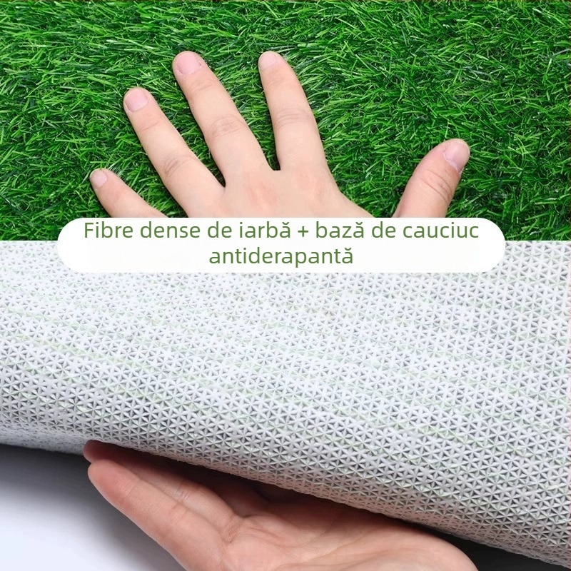 Covor din cauciuc cu iarbă artificială, bază albă, pentru decorul balconului