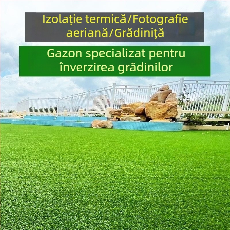 Gazon artificial pentru grădiniță, curte și balcon, covor exterior pentru spații verzi, cu izolație la acoperiș