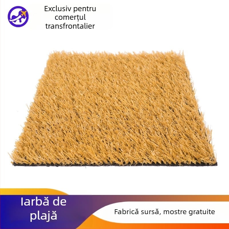 Gazon artificial de plajă pentru zone scenice – gazon simulant auriu, covor galben de iarbă pentru pardoseală