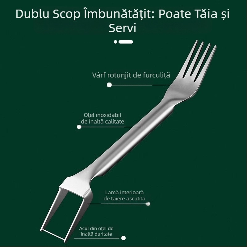 Tăietor de pepene din oțel inoxidabil – Tăietor multifuncțional cu două capete pentru cuburi și felii, 2-în-1
