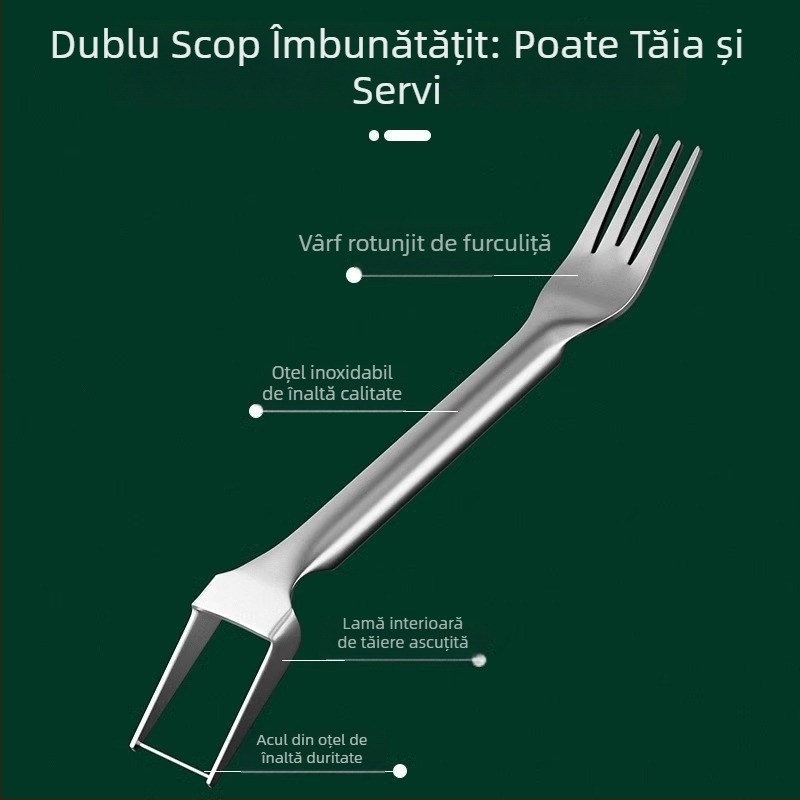 Tăietor de pepene din oțel inoxidabil – Tăietor multifuncțional cu două capete pentru cuburi și felii, 2-în-1