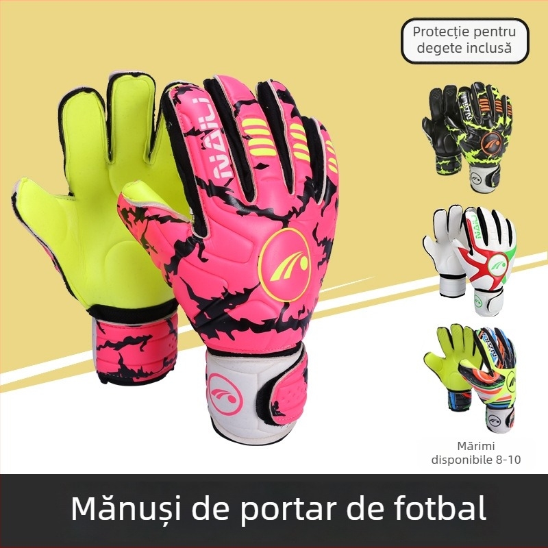 Mănuși de portar din latex pentru fotbal, antrenament, antiderapante, rezistente la uzură, cu protecție pentru degete