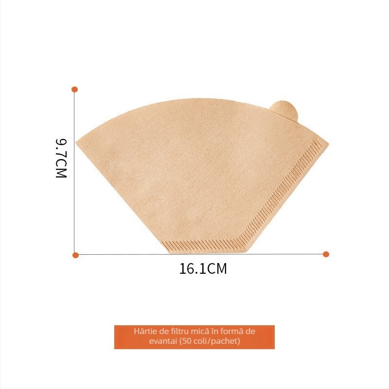 Filtru de cafea tip V60, conic, din pulpă de lemn, formă evantai, 50 de coli
