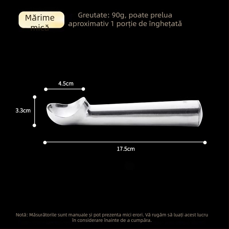 Lingură de înghețată din oțel inoxidabil cu funcții pentru bile de fructe și bucăți de pepene