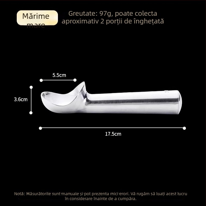 Lingură de înghețată din oțel inoxidabil cu funcții pentru bile de fructe și bucăți de pepene