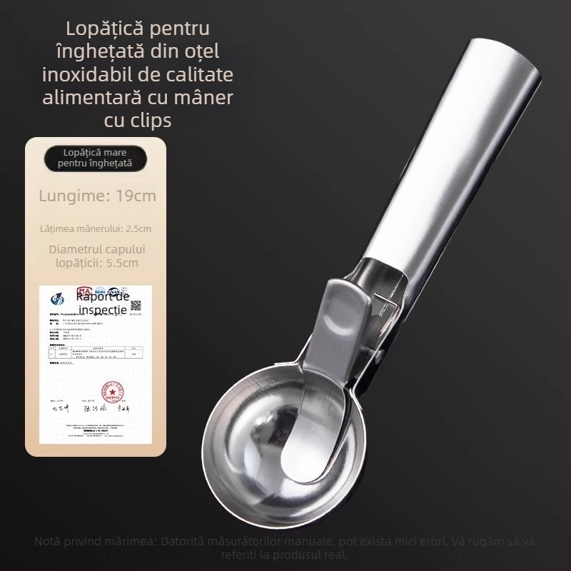 Lingură de înghețată din oțel inoxidabil cu funcții pentru bile de fructe și bucăți de pepene