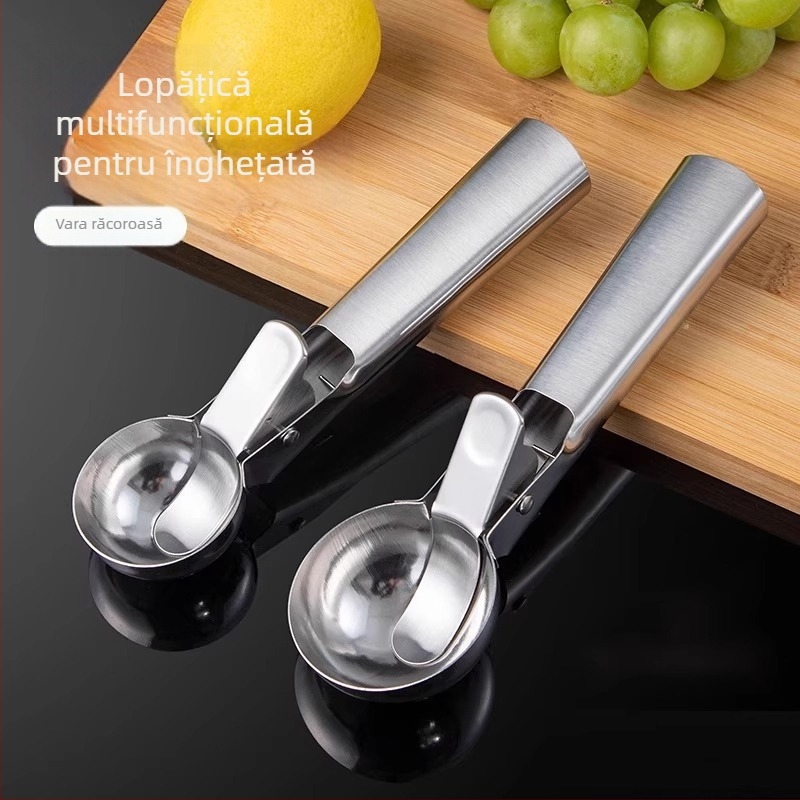 Lingură de înghețată din oțel inoxidabil cu funcții pentru bile de fructe și bucăți de pepene