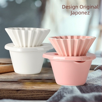 Filtru ceramic pentru cafea cu design origami și suport din cristal, V60 pentru cafea turnată manual