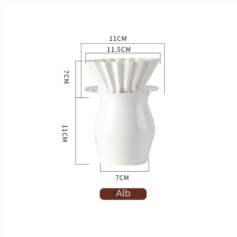 Filtru ceramic pentru cafea cu design origami și suport din cristal, V60 pentru cafea turnată manual