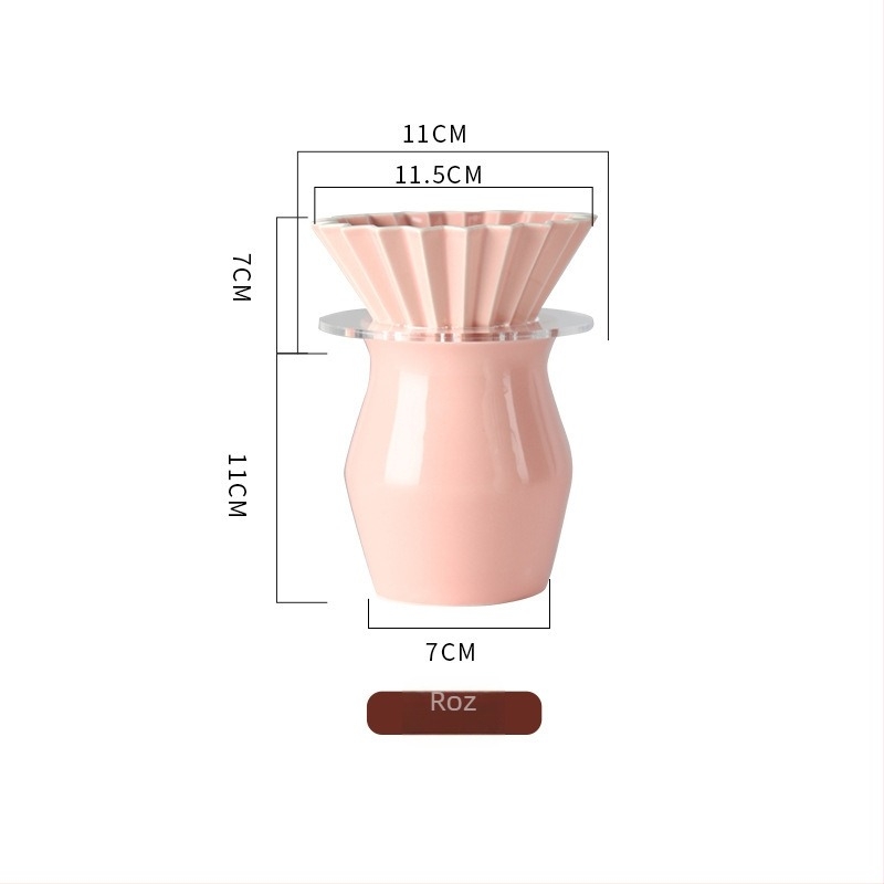 Filtru ceramic pentru cafea cu design origami și suport din cristal, V60 pentru cafea turnată manual