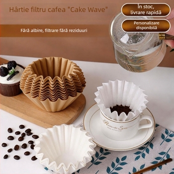 Filtru de cafea din hârtie în formă de valuri, pentru moka pot, în formă de bol, dimensiuni 155–185, filtru de cafea pentru filtrare manuală