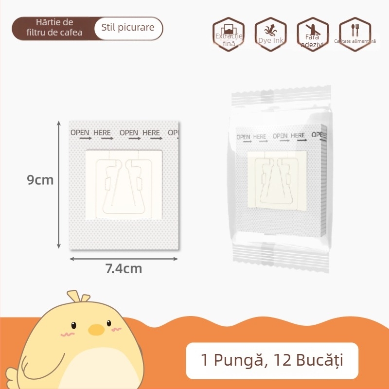Filtru de cafea din hârtie, de unică folosință, pentru cafea tip drip, cu design pentru urechi, potrivit pentru alimente