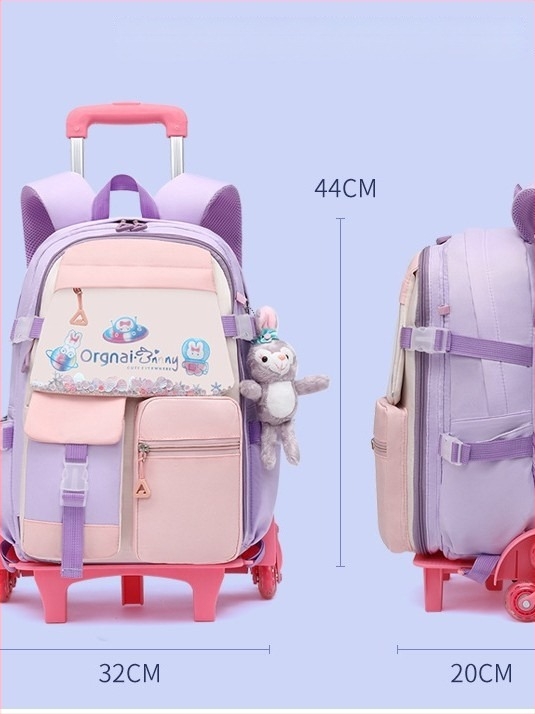 Rucsac școlar cu roți pentru fete, învățământ primar, capacitate mare, personalizabil