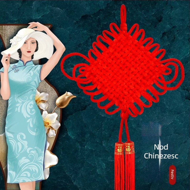 Nod chinezesc mare din flanel, lucrat manual, recuzita de scena, pandantiv cadou pentru Festivalul Primăverii și nuntă
