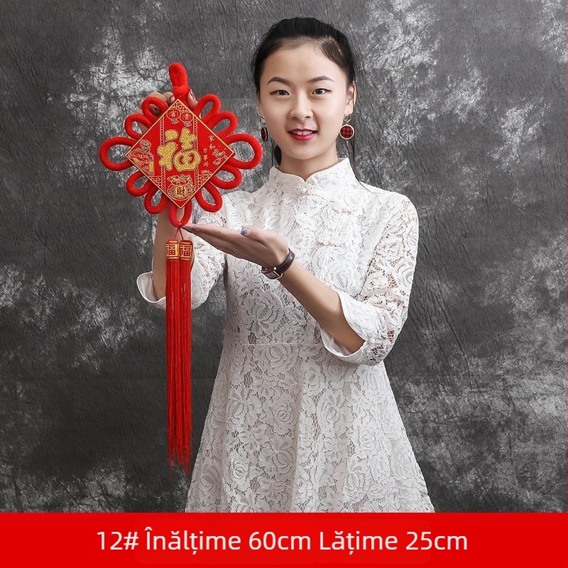 Pandantiv chinezesc mare, cu caracter norocos și cuplu de inscripții, pentru peretele sufrageriei – decor pentru casă nouă și Anul Nou