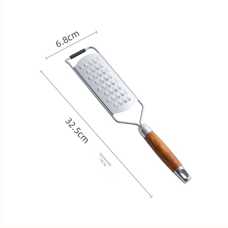 Răzuitor cu mâner din lemn, din oțel inoxidabil 304 – instrument de bucătărie pentru ras și curățare, cu găuri multiple, pentru ghimbir, ridichi și cartofi
