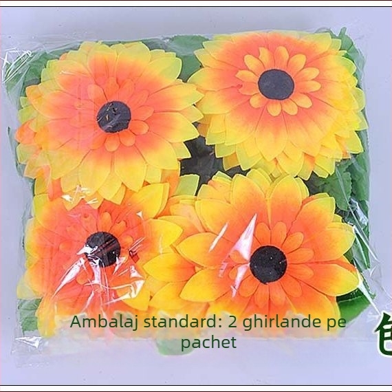 Viță cu floare de floarea-soarelui din mătase, 2.4 m, decor pentru balcon și grădină, floare artificială