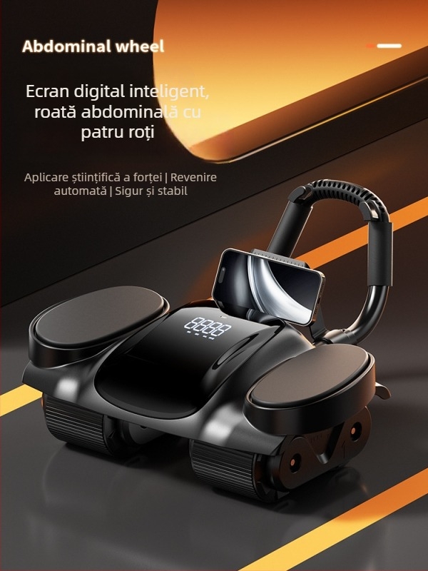 Rulou abdominal cu afișaj digital, dispozitiv multifuncțional pentru abdomen, pentru începători, silențios și antiderapant