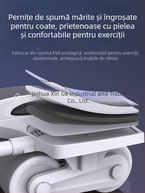 Roată pentru abdomen cu patru roți, sprijin pentru coate și revenire automată pentru uz casnic