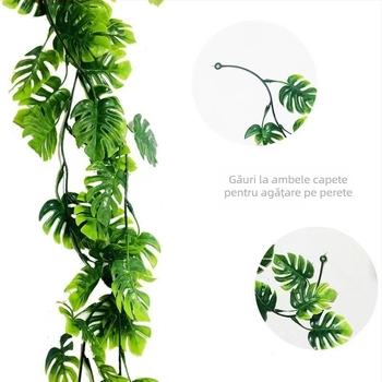 Vii artificiale verzi cu frunze în formă de carapace, liane din plastic pentru decorul nunții și al pereților