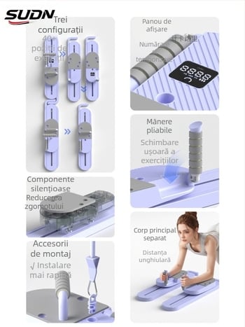 Placă abdominală despărțită cu roată de exerciții pentru brațe, picioare și centru